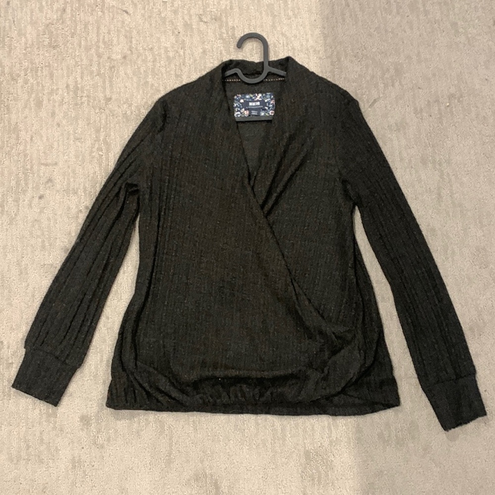 Dark grey wrap front sweater MAEVE by Anthropologie size S